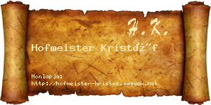 Hofmeister Kristóf névjegykártya