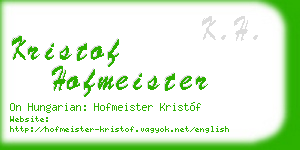 kristof hofmeister business card